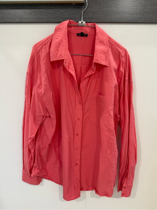 Dynamite Tops - Dynamite Coral Button-Front oversized Cotton shirt